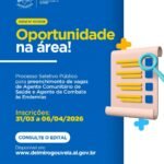 PREFEITURA DE DELMIRO GOUVEIA ABRE PROCESSO SELETIVO PARA AGENTES DE SAÚDE E ENDEMIAS