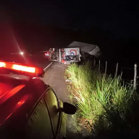 CARRETA CARREGADA DE BEBIDAS TOMBA NA BR 101