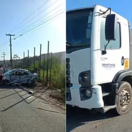 COLISÃO ENTRE CARRO E CAMINHÃO DA EQUATORIAL NA AL-101 NORTE MOBILIZA SOCORRO MÉDICO
