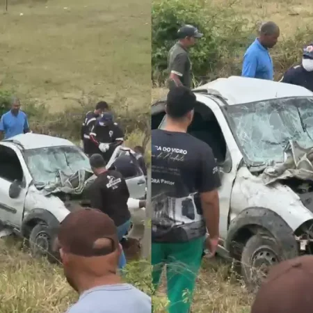 CARRO CAPOTA E DESPENCA EM RIBANCEIRA ÀS MARGENS DA AL-220