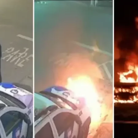HOMEM FAZ DANCINHA ANTES DE COLOCAR FOGO E EXPLODIR CARRO DA PM EM FRENTE AO BATALHÃO
