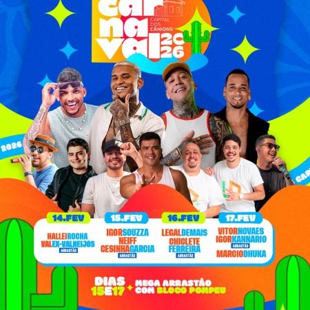 DELMIRO GOUVEIA DIVULGA PROGRAMAÇÃO OFICIAL DO CARNAVAL 2026; CAPITAL DOS CÂNIONS TERÁ QUATRO DIAS DE FESTA