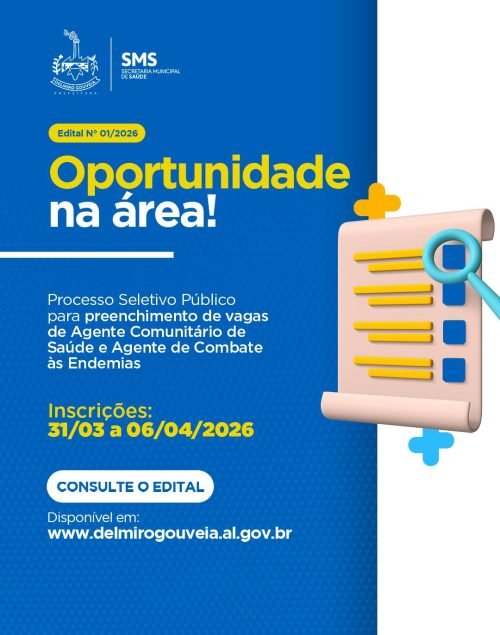 PREFEITURA DE DELMIRO GOUVEIA ABRE PROCESSO SELETIVO PARA AGENTES DE SAÚDE E ENDEMIAS