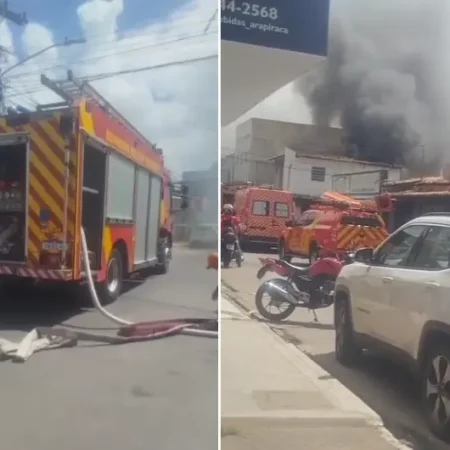 INCÊNDIO DE GRANDES PROPORÇÕES DESTRÓI PRÉDIO COMERCIAL E DEIXA FUNCIONÁRIA FERIDA