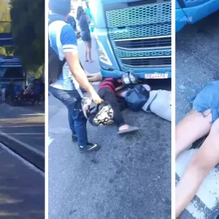GARUPA DE MOTO VAI PARAR DEBAIXO DE CARRETA APÓS COLISÃO