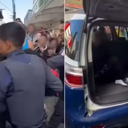 HOMEM DÁ SOCO NO ROSTO DA EX E É AGREDIDO POR MULTIDÃO; VÍDEO