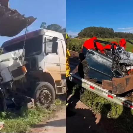 CARRO DE AMIGAS ESMAGADO POR CAMINHÃO FICOU EMBAIXO DE CABINE; VEJA IMAGEM