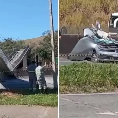 PASSARELA ATINGIDA POR CAMINHÃO DESABA E MATA DUAS PESSOAS