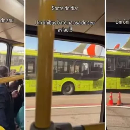 ÔNIBUS ATINGE ASA DE AVIÃO DA GOL DURANTE EMBARQUE NO AEROPORTO DE GUARULHOS