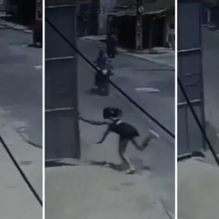 JOVEM É EMPURRADA POR VENTO, CAI NA RUA E É ATINGIDA POR MOTO