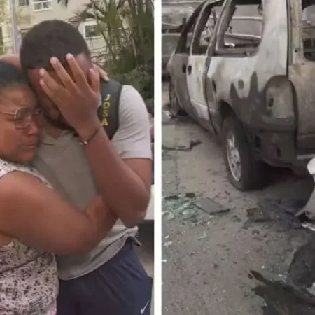 MOTORISTA CAI NO CHORO AO DESCOBRIR CARRO DESTRUÍDO POR INCÊNDIO DURANTE A MADRUGADA