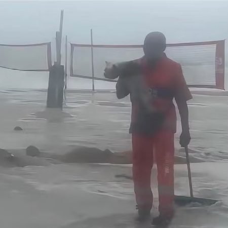 GARI ENTRA NA ÁGUA E SALVA CACHORRO LEVADO PELA CORRENTEZA DURANTE RESSACA