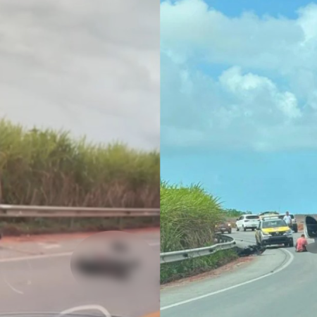 MOTOCICLISTA FICA FERIDO APÓS ACIDENTE NA BR-424
