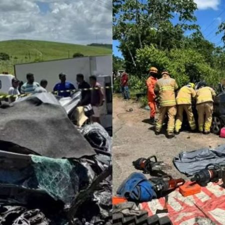 QUATRO PESSOAS DA MESMA FAMÍLIA MORREM EM ACIDENTE ENTRE VEÍCULO E CAMINHÕES