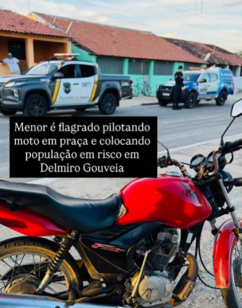 MENOR É FLAGRADO CONDUZINDO MOTO IRREGULAR EM PRAÇA PÚBLICA EM DELMIRO GOUVEIA