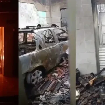 FAMÍLIA PERDE IMÓVEL E CARRO EM INCÊNDIO DURANTE A MADRUGADA