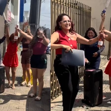 MULHER VIRALIZA AO COMEMORAR DIVÓRCIO COM ESPUMANTE, MÚSICA E CONFETES