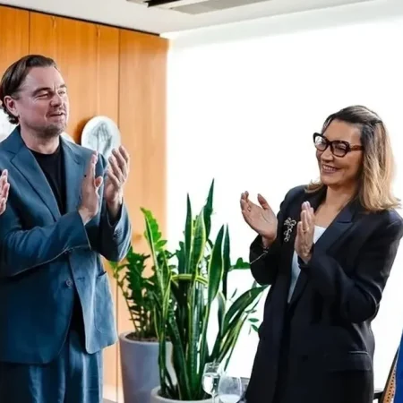 NO PLANALTO, LULA, JANJA E DICAPRIO CONVERSAM SOBRE MEIO AMBIENTE
