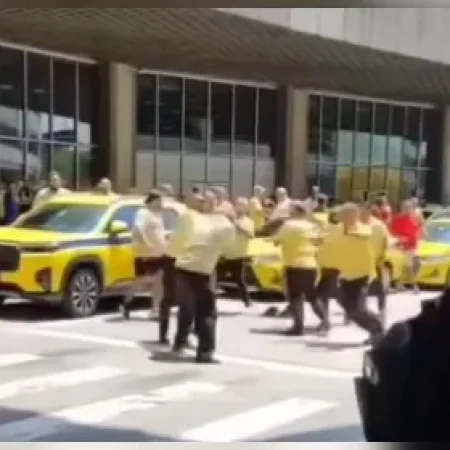 QUEBRA-PAU EM AEROPORTO: DISPUTA POR PONTO DE TÁXI TERMINA EM PANCADARIA