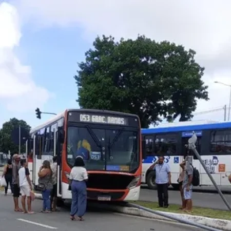 MOTORISTA DE ÔNIBUS PASSA MAL E BATE EM POSTE