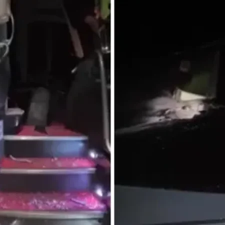 ÔNIBUS COM ESTUDANTES DE SANTANA DO MUNDAÚ É ATACADO COM BOMBAS CASEIRAS NA BR-104