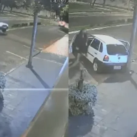 CARRO EM ALTA VELOCIDADE BATE EM POSTE E PASSAGEIRO É LANÇADO NA RUA