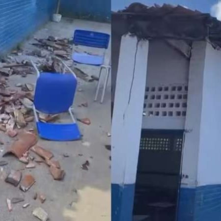 TELHAS CAEM NO PÁTIO DE ESCOLA ESTADUAL E ATINGEM ESTUDANTES E PROFESSOR