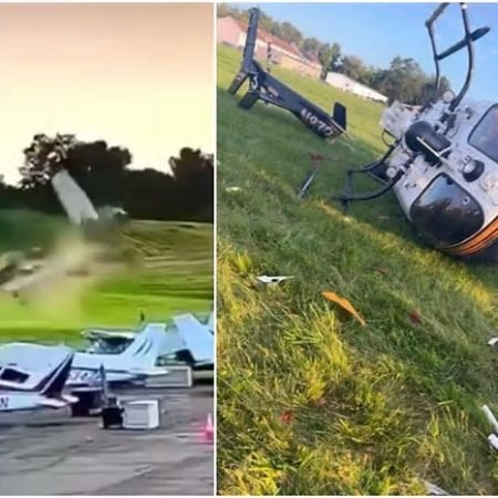 AVIÃO E HELICÓPTERO DA POLICIA COLIDEM NO AR NOS EUA; PILOTO MORRE