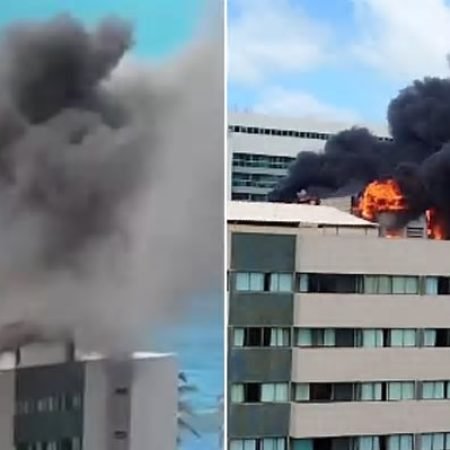 FUNCIONÁRIOS INALAM FUMAÇA DURANTE INCÊNDIO EM HOTEL E SÃO LEVADOS PARA UPA