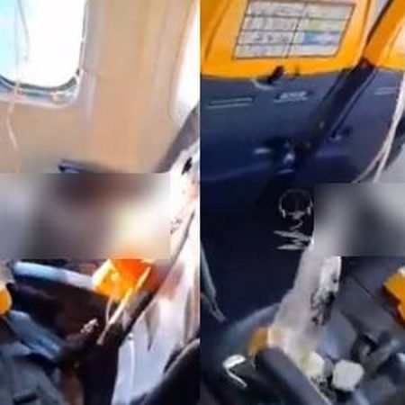 PASSAGEIRO É PARCIALMENTE SUGADO PARA FORA DE JANELA QUEBRADA DE AVIÃO DURANTE VOO