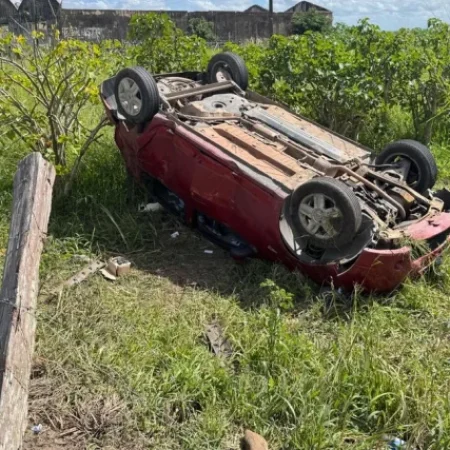 CASAL ESCAPA ILESO APÓS CAPOTAMENTO NA AL 220